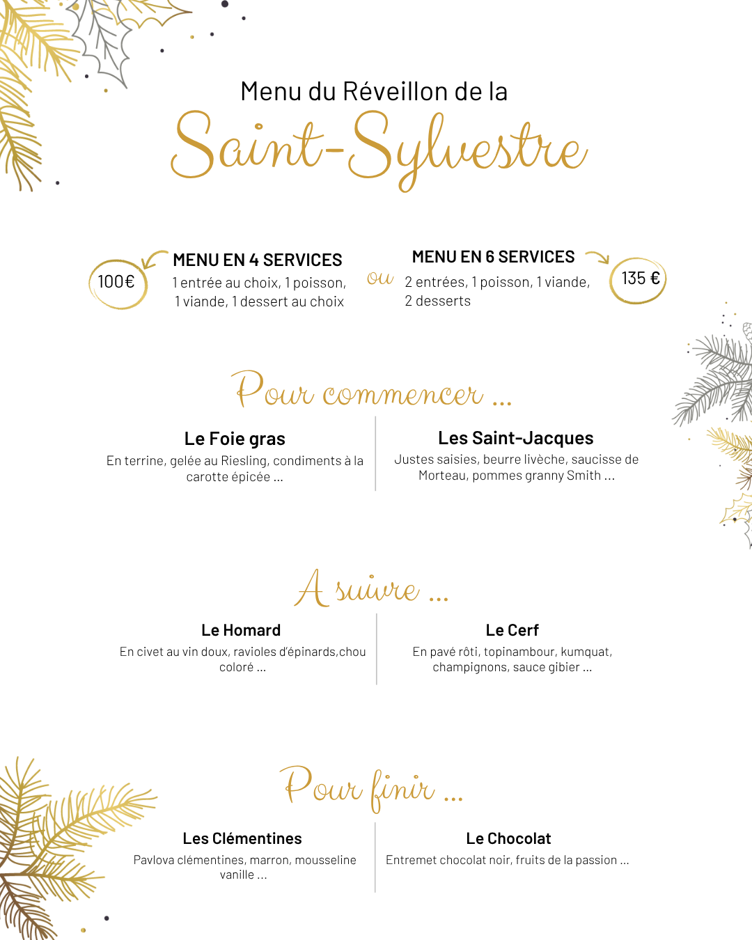 Menu Saint Sylvestre 2025 - L"Apibo